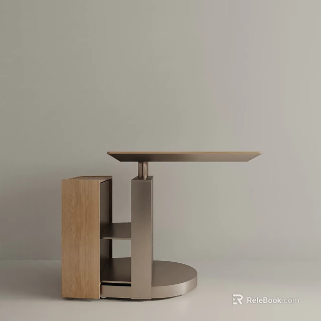 Modern Minimalist Side Table With Wooden And Metal Geometric Structure Design 3d model 