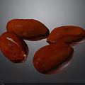 Four Ripe Red Fruits with Textured Surfaces on Dark Background