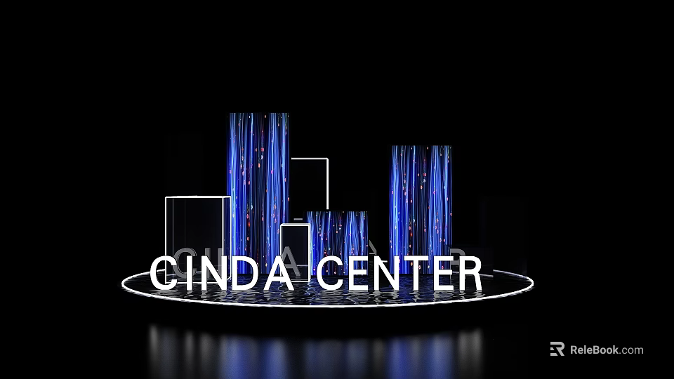 Cinda Center Photo Spot With Illuminated Blue Columns And Modern Design 3d model 