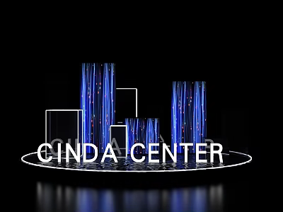 Cinda Center Photo Spot With Illuminated Blue Columns And Modern Design 3d model