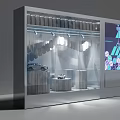 Modern Retail Window Display With Illuminated Lighting Car Model And Digital Screen 3d model