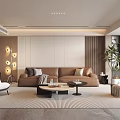 Living room sofa coffee table combination leisure chair stool floor lamp value 3d model