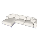 Modern Light Colored Sectional Sofa With Plush Cushions And Metal Legs Design
