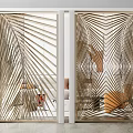 Modern Room Divider With Woven Palm Leaf Pattern And White Frame In Contemporary Living Space