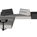 Modern Sectional Sofa With Gray And White Leather Modules And Comfortable Cushions 3d model