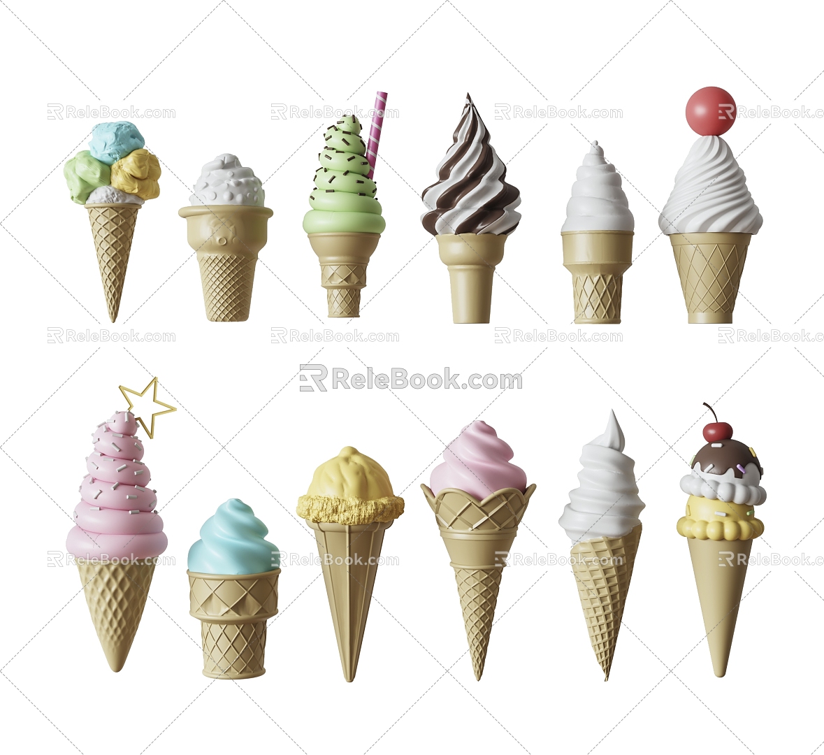 Ice cream cone ice cream dessert gourmet frozen food model