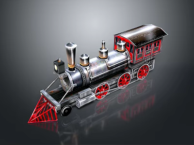 Vintage Steam Train Model with Silver Body Red Wheels and Chimney 3d model