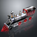 Vintage Steam Train Model with Silver Body Red Wheels and Chimney