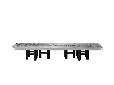 Modern Silver Coffee Table With Spiral Pattern And Black Support Legs 3d model