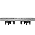 Modern Silver Coffee Table With Spiral Pattern And Black Support Legs