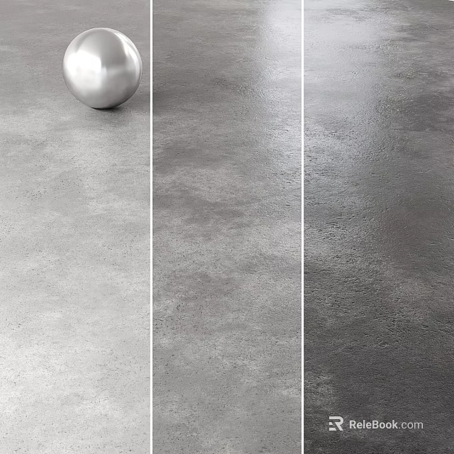 Gray Floor Tiles For Interior With Matte And Glossy Textures And Silver Sphere 3d model 