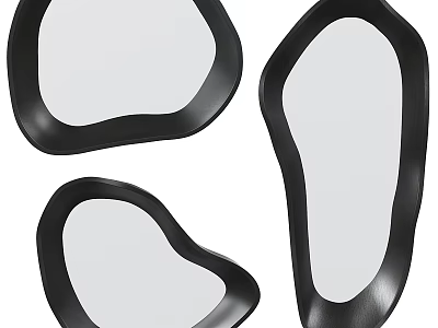 Three Modern Black Framed Irregular Shaped Mirrors For Stylish Wall Decor 3d model
