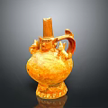 Ancient Pottery Sculpture Featuring Dragon Carving And Ornate Yellow Glaze Details