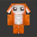 Orange Pixel Style Block Cartoon Doll With White Face And Black Eyes For Daily Decoration