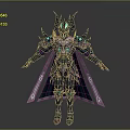 Elaborate Fantasy Warrior Character With Horned Helmet Blue Glowing Accents And Dark Cape