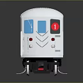 White Model Train With Blue Windows And Red Number 1 On Gray Background 3d model