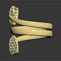 Luxurious Gold Ring With Twisted Band Heart Shaped Green Gemstones And White Diamonds