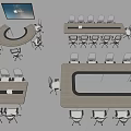 Modern Conference Tables In Round And Rectangular Shapes With Matching Chairs 3d model