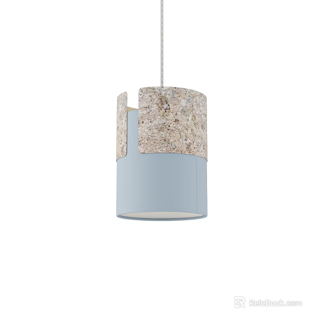 Modern Two Tone Pendant Light with Textured Beige Upper and Light Blue Lower Section 3d model