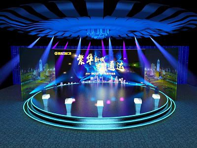 Luxury Steam Shower Sauna Space With Circular Layout And Blue Ambient Lighting 3d model