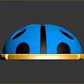 Blue Ladybug Shaped Clothing Accessory With Black Spots And Golden Border