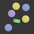 Vibrant Assorted Colorful Round Candy Pieces in Purple Yellow Blue Green