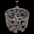 Unique Decorative Chandelier With Glass Discs And Round Metal Frame Design