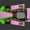 Kids Pink Green Toy Go Kart Design With Racing Seat And Wheels