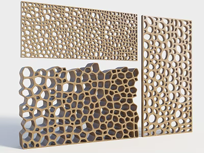 Wooden Wall Decor with Intricate Cutout Geometric Patterns Circular And Hexagonal Holes For Interior Decoration 3d model