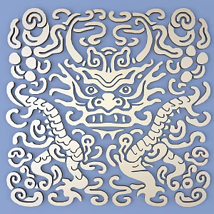 Chinese Dragon Totem Metal Carved Dragon Carved Chinese Pattern Hollow Carved Traditional Carved 3d model