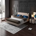 Modern Background Double Bed New Bed 3d model