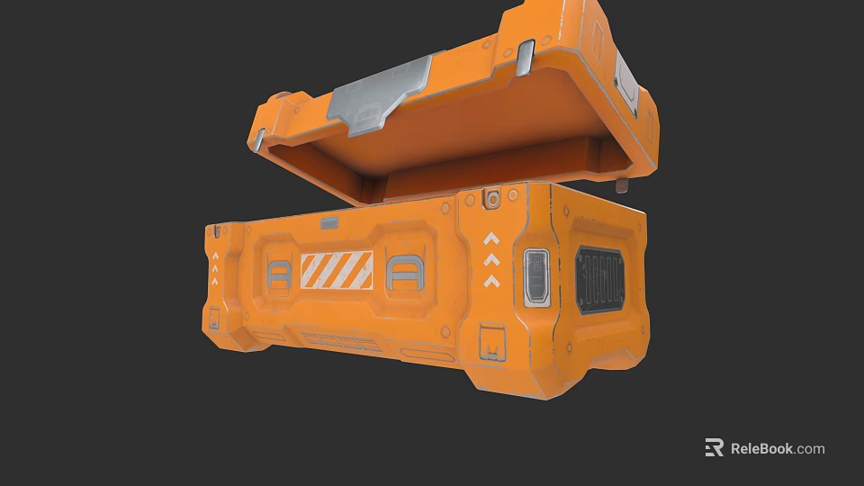 Orange Sculpture Carving Toolbox With Open Lid And Geometric Patterns 3d model