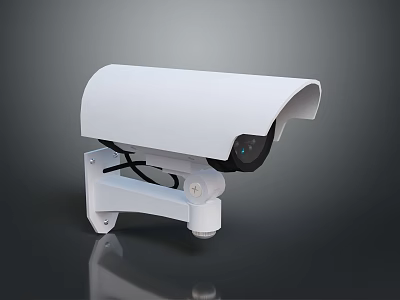 White Security Camera With Curved Housing And Mounted Bracket For Outdoor Surveillance 3d model