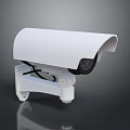 White Security Camera With Curved Housing And Mounted Bracket For Outdoor Surveillance 3d model