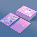 Stack of Colorful Magazines with Unicorn Rainbow and Clouds on Pink Covers