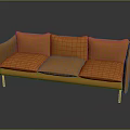 Modern Orange Leather Three Seater Sofa With Metal Legs Stylish Design
