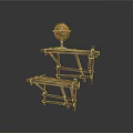 Vintage Wooden Shelving Set Featuring Globe Decorative Piece On Top