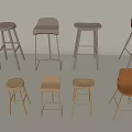 Bar Chair Bar Stool Bar Chair High Stool Backrest Bar Chair Without Armrests 3d model
