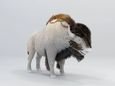 3D Model Reptile With Scaly Textured Body And Dark Mane On Light Background 3d model
