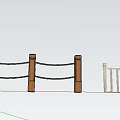 Wooden Posts And Stone Railing Structure Under Blue Sky With Clouds 3d model