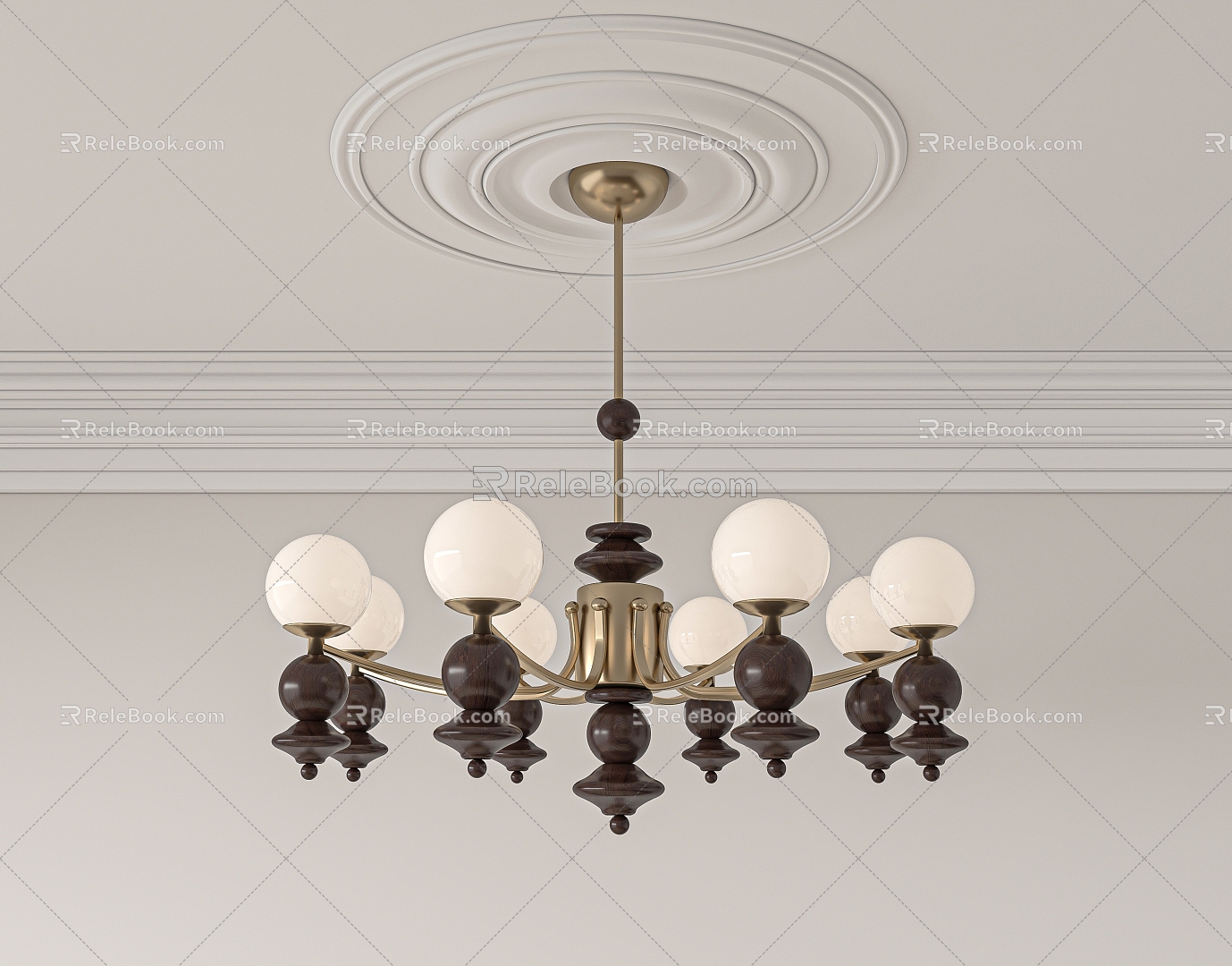 Middle Style Restaurant Chandelier 3d model