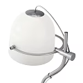 Modern Desk Lamp With Adjustable Silver Arm And White Glass Shade Design