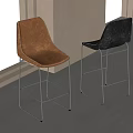 Modern Bar Stools with Metal Frame and Leather Seat in Brown Black Modern Design