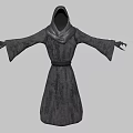 Game and Movie Character In Gray Patterned Hooded Robe With Clawed Hands And Dagger