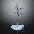 Leafless Wooden Tree Decor with Snow Covered Stone Base and Natural Design
