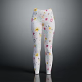 White Floral Print Leggings With Colorful Flowers Yellow Sunflowers And Green Leaves