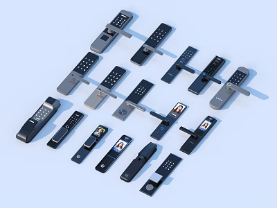 Various Smart Electronic Door Locks For Home Security With Keypad And Fingerprint 3d model