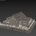 Ancient Wooden Building with Traditional Roof and Wooden Fence Structure Design
