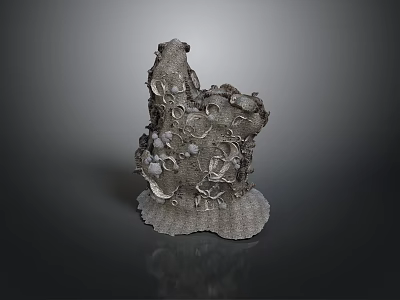 Gray Sculptural Decorative Artwork With Intricate Textured Surface And Base 3d model