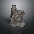 Gray Sculptural Decorative Artwork With Intricate Textured Surface And Base